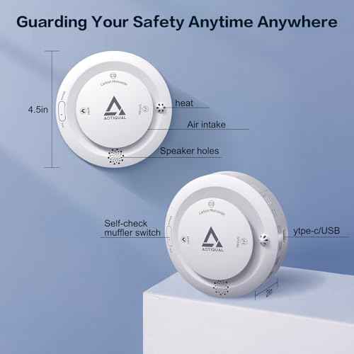Smoke and Carbon Monoxide and Heat Detector 3-in-1 CO/Smoke/Temp Alarm 10-Year Battery, 85dB Voice Alert, Explosion-Proof ABS, Easy Installation Home Safety Device (Includes AA Batteries)