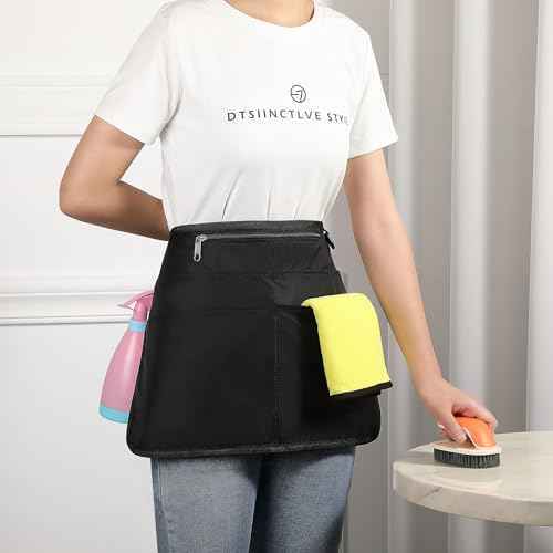 Cleaning Apron Caddy for Women with 6 Pockets, Professional Waterproof Cleaning Supplies for Housekeeping