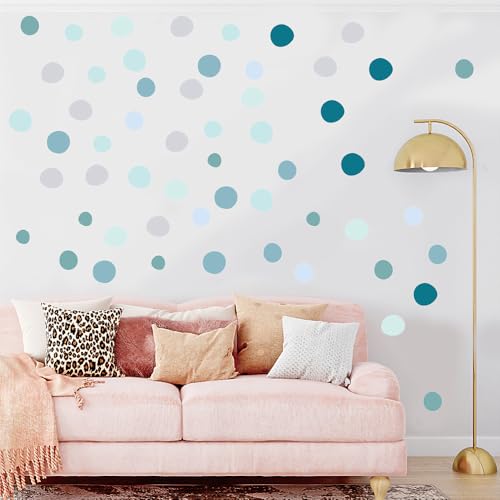 300 Pcs Self-Adhesive Irregular Dot Wall Stickers - 10 Sheets Removable Waterproof Vinyl Wall Decals for Nursery, Kids Room, Living Room, Playroom, Classroom, Home Decor (Gradient Blue)