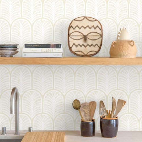 Sevalo Modern Peel and Stick Wallpaper Boho Contact Paper for Cabinet and Drawer Beige Geometric Wallpaper Self-Adhesive Removable Neutral Paper Shelf Liner Bedroom Bathroom Waterproof 17.3inW 78.7inL