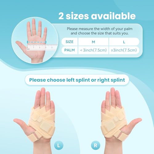 DrFinger Finger Ulnar Deviation Splint Brace, Finger Joint Deviation Orthopedic Corrector With Metal Bracket-Beige-Right(L/XL)
