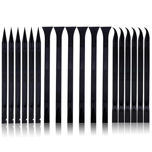 18 PCS Carbon Fiber Plastic Scrapers Tool, Non-Scratch Scraper Tool for Tight Spaces, Multi-Purpose Label Scraper Pen-Shaped, for Car Cleaning Supplies, Kitchen, Crevices, Stains (Black)