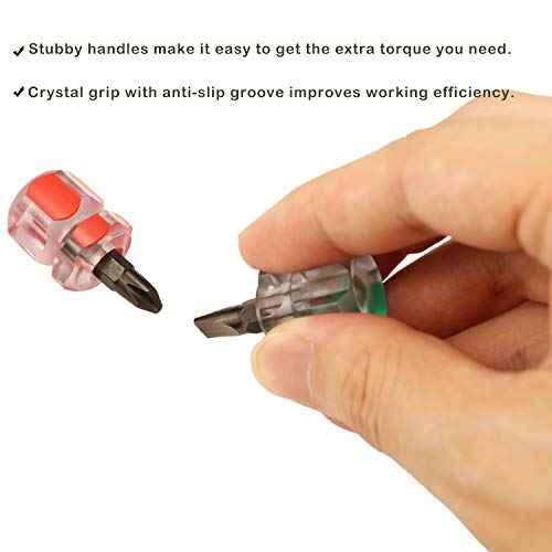 Sewing Machine Screwdriver Mini Stubby Screwdriver Set - Ultra Short Pocket Screwdrivers for Narrow Spaces, 4 Pieces with Flat Head and Phillips Head