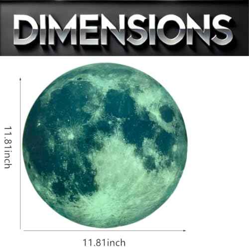 Glow in The Dark Moon Wall Stickers, 12 Inches, 2 Pack