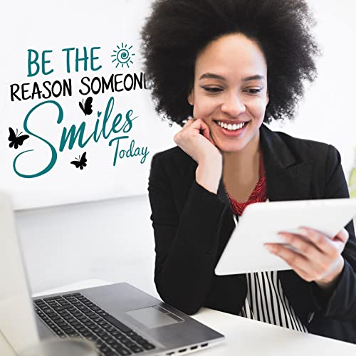 SUPERDANT Inspirational Quotes Wall Stickers Be The Reason Someone Smiles Today Vinyl Saying Decals Vinyl Wall Art Decal Positive for School Stairs Classroom Decor Office Inspiration Decoration