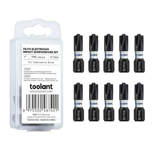 toolant TB-Fit Electrician Impact Screwdriver Bit Set, 10pcs 1 inch Long FPH2 (PH2-SL6), 1/4¡± Hex-Shank S2 Steel Hex Bits Set, CNC Machined Tips with Magnetism