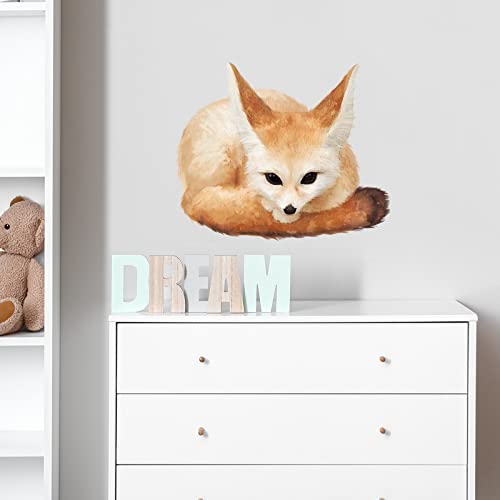 Fennec Fox Wall Decal Nursery Animal Desert Fox Wall Sticker Removable Peel and Stick Waterproof Wall Art Decor Stickers for Kids Baby Classroom Living Room Playing Room Bedroom
