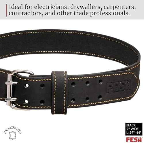 FESA Men's Leather Tool Belt - Handcrafted Top Grain Leather Tool Pouch Belt for Carpenters & Other Trade Professionals