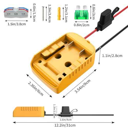 for Power Wheel Adapter Compatible with Dewalt 20V Battery, Converter Kit with Built-in Switch on Adapter, Fuse Holder, Wire Terminal, 12AWG Wire for DIY RC Car Toys (1 Pack)