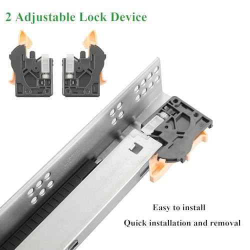 6 Pairs of 12 Inch Undermount Soft Close Drawer Slides Bottom Mount Full Extension 100LB Capacity with Adjustable Locking Devices and Brackets