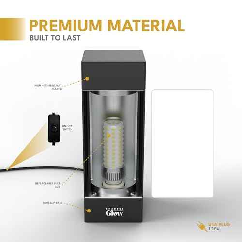 Square Shabbos Lamp ? Elegant Black Finish | Sabbath Lamp with Blackout Hood | UL Approved, Kosher, 15W LED Bulb Included