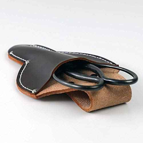 Wazakura Leather Tool Holster for Bonsai Scissors Made in Japan, Dark Brown, Japanese Garden Small Tool Pouch with Belt Clip, Scissor Holder with Belt Loop, Bonsai Shears Case for Gardening Tool Belt