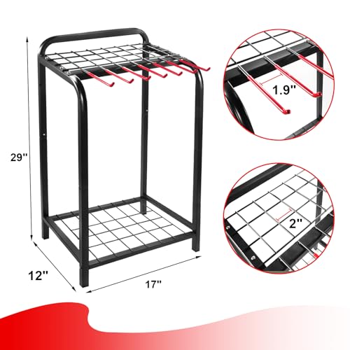 Trieez Garden Tool Organizer for Garage, Yard Tool Organizer with Hooks for Garage Organization and Storage - Sturdy Yard Tool Holder, Tool Rack for Shed, Outdoor, Tool Stand