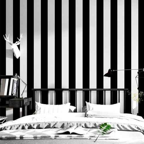Amiya Wallpaper Peel and Stick Black and White Striped Wallpaper 17.3'' x 120''Geometric Removable Contact Paper Modern Self Adhesive Easy to Clean DIY Vinyl Home Decoration Roll