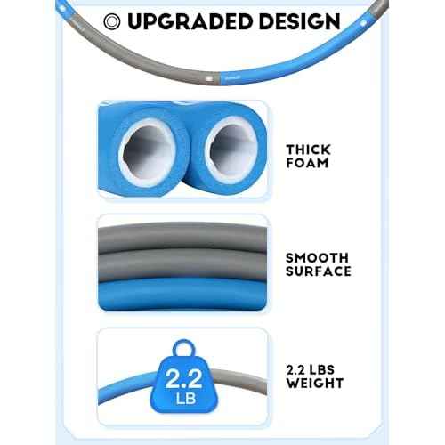 Weighted Exercise Hoop for Adults, 2.2lb Detachable Fitness Hoop, Adjustable Hoop with Jump Rope, Tape Measure and Carry Bag, Home Gym Workout