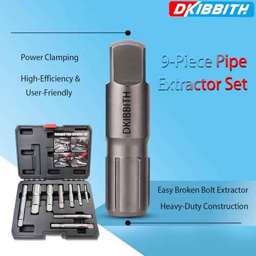 Pipe Extractor Set, 9-Piece Heavy Duty Steel Broken Pipe Extractors for Removing Damaged Threaded Pipes & Fittings from 1/8" to 1", with Durable Storage Case, Ideal Tools for Plumbers Mechanics DIY
