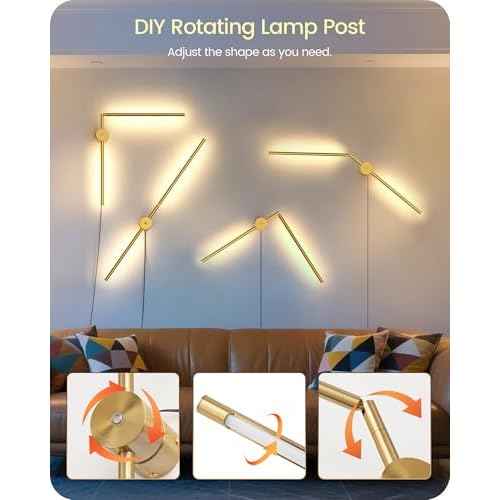 33" Wall Sconces Set of 2 with Remote Control, Dimming & 3 Color Temperatures, Plug-in Gold Wall Lights for Bedroom, Living Room, Adjustable Brightness & Rotatable Lamp Post, D09YBP205
