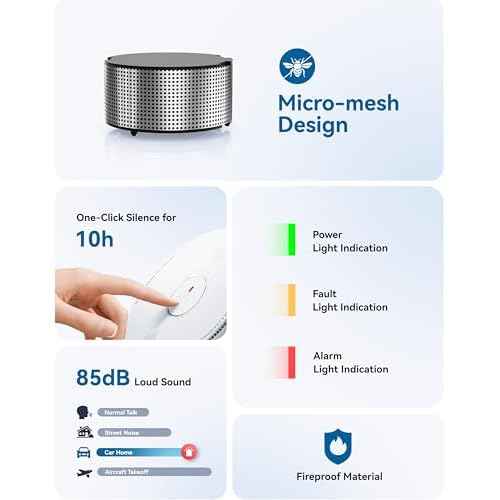 SITERWELL Smoke Detector 10 Year Battery Operated, Smoke Alarm with Photoelectric and Rlectrochemical Sensors, Fire Alarm with Bilingual Voice Alerts for Bedroom, Meets UL217-9th Standards, 1 Pack