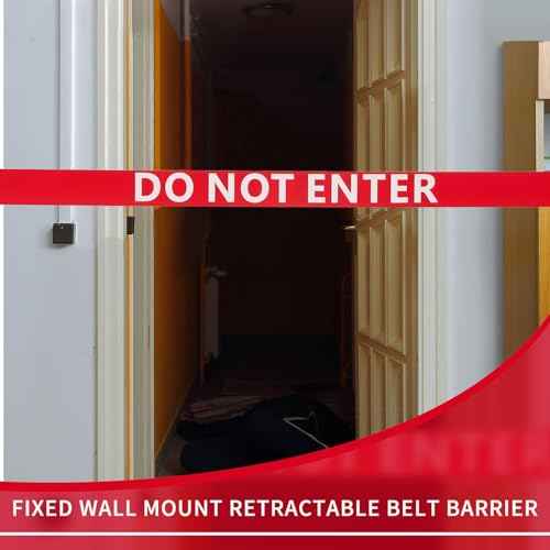 Landical 2 Pcs Fixed Wall Mount Retractable Barrier Belt DO NOT Enter Sign Safety Belt Barrier Rope with Braking System Locking Button for Crowd Control Parking