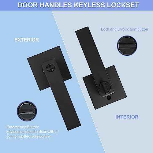 Privacy Door Levers, 4 Pack Matte Black Door Handles Heavy Duty Bed and Bath Door Locks Interior Keyless Locksets, Reversible for Left Right Handed Doors