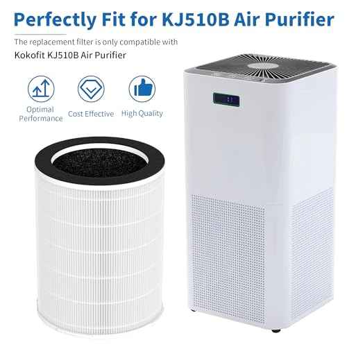 2 Packs KJ510B Replacement Filters Compatible with Kokofit KJ510B Air Cleaner Purifier, 3-in-1 Filtration System of Activated Carbon, Premium Filter and Fine Mesh Nylon Pre-Filter
