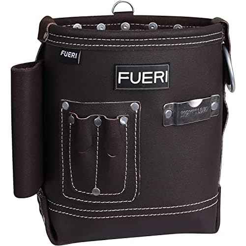 FUERI Leather Tool Pouches Carpenter Pouch Electrician Bag Tools Belt Suspenders Organizer for Men Construction Heavy Duty Iron Work