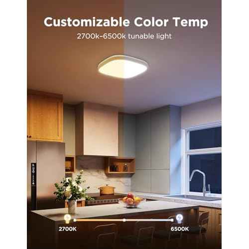 Govee Smart Ceiling Light, RGBIC LED Square Ceiling Light Fixture Works with Matter, 2400LM Flush Mount Light Fixture, DIY Colors, 2700K-6500K Dimmable for Bedroom, Living Room, 12 Inch, 1 Pack