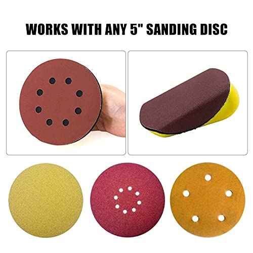 VIBRATITE 5 Inch Hook and Loop Round & Mouse Hand Sanding Block, Ideal for Woodworking, Furniture Restoration, Home and Automotive Body,Sanding Pad Hook Backing Plate for Sanders or Polishers,2PCS