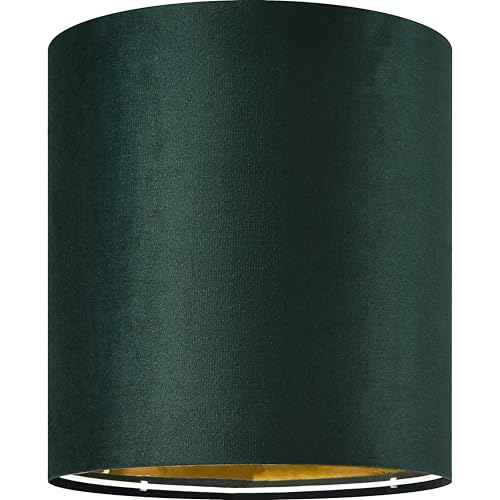 Small Drum Lamp Shades 2 Pack, 10 * 10 * 10 Inch,Luxurious Green Velvet Lamp Shade fit with Spider, Modern Farmhouse Lamp Shades for Wall Lamps&Bedside Lamp Replacement for Bedroom,Required Assembly