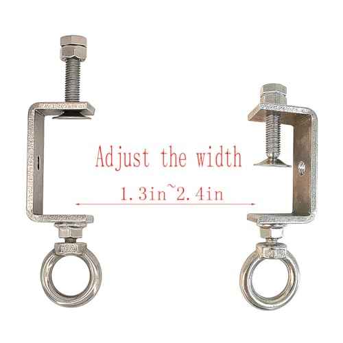 CHENGLONG 4Pcs Pipe Clamp Hooks; Metal Beam Clamp Hanger; 2Inch C Clamp Hook; Stainless Steel; Silver; Lockable Width 1.32"2.4"; Supports Up to 100 Pounds