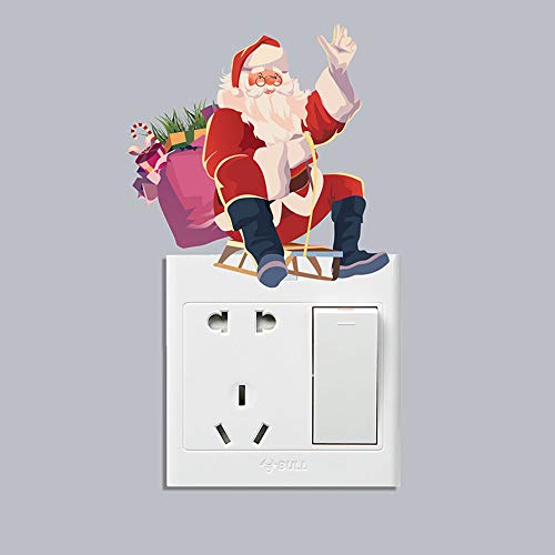 Christmas Switch Stickers Santa Claus and Snowman Removable Light Switch Stickers Bedroom Wall Decal for Christmas Decoration Home Room Decor(8pcs)