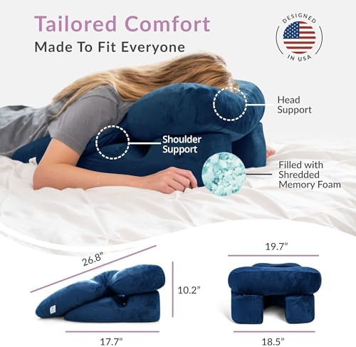 Zomaple Face Down Pillow for Sleeping & Recovery After BBL, Vitrectomy, Retinal & Eye Surgery - Patented Facedown Pillow with Gel Pack is Prone Home Massage Bed Equipment - Ideal for Stomach Sleepers