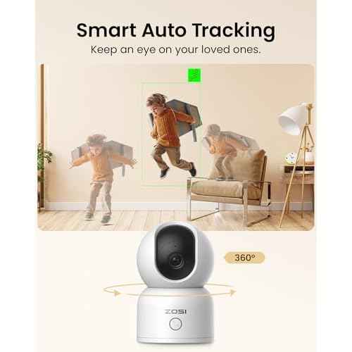 ZOSI C518 4MP Indoor Pan/Tilt Smart Home Security Camera for Pet Dog Baby Monitor,2.4G/5G Dual-Band Plug-in WiFi Cam,Auto-Tracking,Night Vision,Human Detection,2 Way Audio,Cloud&Memory Card Storage