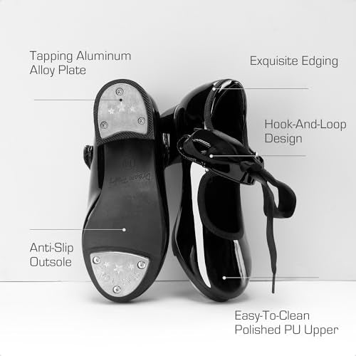 DREAM PAIRS Kids Tap Shoes for Girls Dance Shoes Boys Easy Strap Tap Mary Jane PU Leather for Toddler/Little Kid/Big Kid
