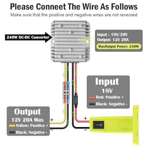 18v to 12v Step Down Converter,Compatible with Ryobi 18v Battery Adapter,DC 12V 20A 240W Buck Converter,Multi Functional Design,Over Discharge Protection,with Switch 30A Fuse Wire Terminals