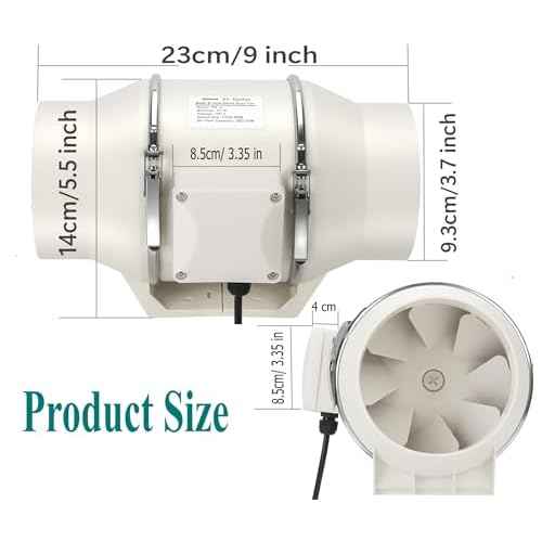 Nalle 4 Inch Inline Duct Fan Radon Fan with Remote Control Unit Variable Speed Controller 50W 280 CFM Ventilation Exhaust Blower Fans Efficient Quiet Copper Motor for Ducting Vents Bathroom Kitchen