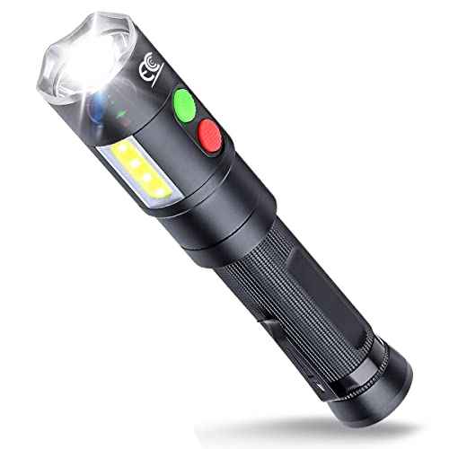 Self Defense Rechargeable Flashlight with 128dB Personal Alarms for Emergency or Safety,800 High Lumens,COB Work Light,Magnetic for Outdoors,Camping...