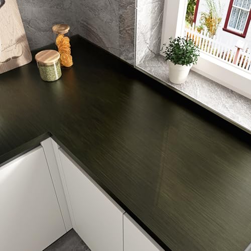 Bronze Black Stainless Steel Contact Paper Metal Brushed Peel and Stick Wallpaper for Bathroom Kitchen Countertops Thick Heat Resistant Brown Contact Paper for Appliances Dishwasher Fridge