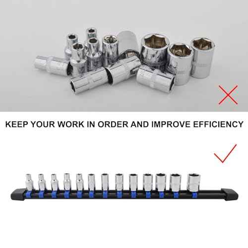 Socket Organizer Set, Metric SAE Socket Holders with Spring Ball Bearings Fits 1/4", 3/8", 1/2" Drive Sockets, Secure Holding Portable Socket Retention Home Workshop Tool Storage Organizer, 9 PCS