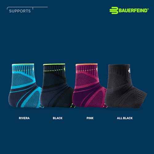 Bauerfeind Sports Ankle Support Dynamic - Ankle Compression Sleeve for Freedom of Movement - 3D AirKnit Fabric for Breathability - Premium Quality & Washable (L, All Black)