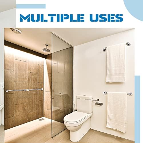 Blulu 2 Set Shower Grab Bar Stainless Steel Bathroom Grab Bar Handle Anti Slip Heavy Duty Bathtub Handle Support Balance Hand Rails for Bathroom Elderly Handicap Senior Pregnant (24 Inch)