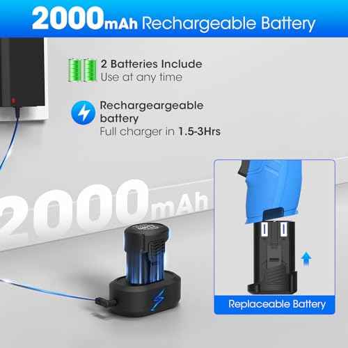 Cordless Screwdriver,8V Electric Screwdriver with 2X 2000mAh Battery,6+1Torque, 10N¡¤m Max Rechargable Power Screwdriver 47pcs Bits, LED Light,Flexible Shaft