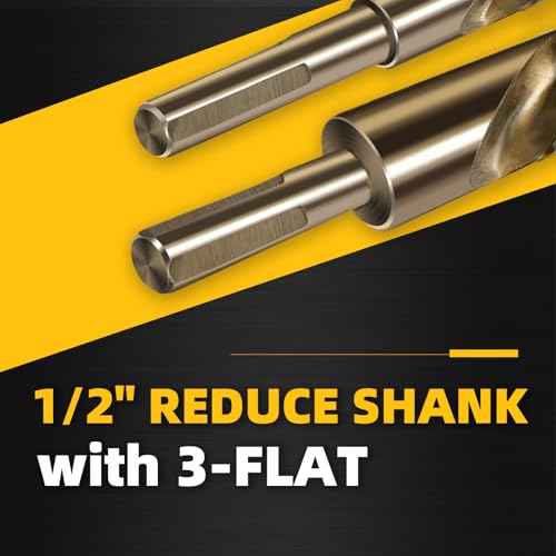 3/4" Cobalt Drill Bit, 1/2" Reduced Shank with 3-Flats,Suitable for Drilling in Hard Metal, Stainless Steel, Cast Iron,2 Pieces