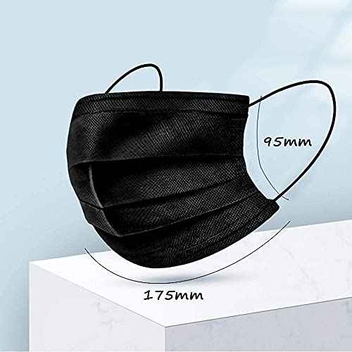 LEMENT 500pcs Disposable Black Mask,3-Ply Face Masks with Earloops