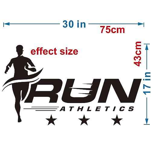 Track and Field Running Wall Decals ? Inspirational Sports Quotes for Kids' Room ? Motivational Wall Art for Boys and Girls ? Size: 17"x30" inch (Black-JWH363-Run)