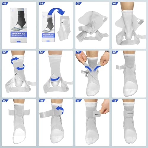 Right Ankle Brace for Women & Men - Ankle Support Sprained Ankle Brace for Achilles,Tendon,Sprain,Injury Recovery,Ankle Support Brace for Running, Basketball, Football (Grey,L,Right)