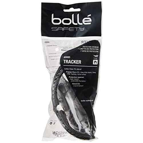 Boll? Safety 40085, Tracker Safety Glasses anti-scratch/anti-fog, black frame, Clear Lenses