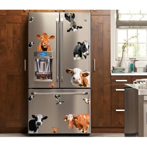 Funny Cow Wall Stickers, Cute Animal Cattle Vinyl Window Decals, Removable Farm Cow DIY Wall Art for Farmhouse Window Kids Bedroom Decor