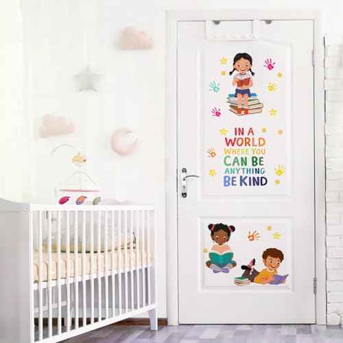 Yovkky Reading Kids Equality Inspirational Wall Decals Stickers, Positive Quote Book Neutral Toddler Nursery Classroom Decor, Diversity Home Decorations School Library Playroom Girls Boys Bedroom Art