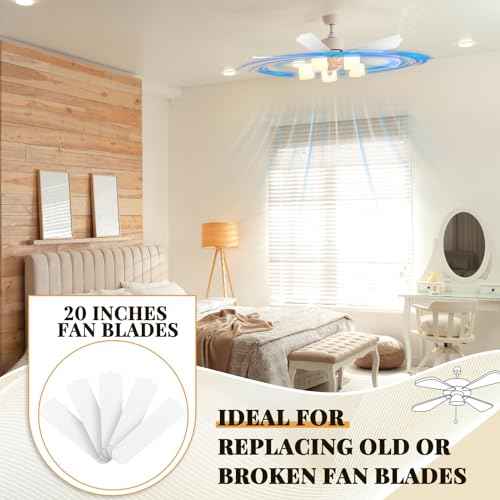 5Pcs Replacement Fan Blades for 42 52 Ceiling Fan Waterproof Weatherproof Blades Replacement for Broken Substitution Indoor Outdoor Summer(White,52 Inch)